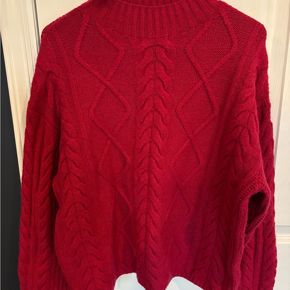 Red Cable Knit Sweater